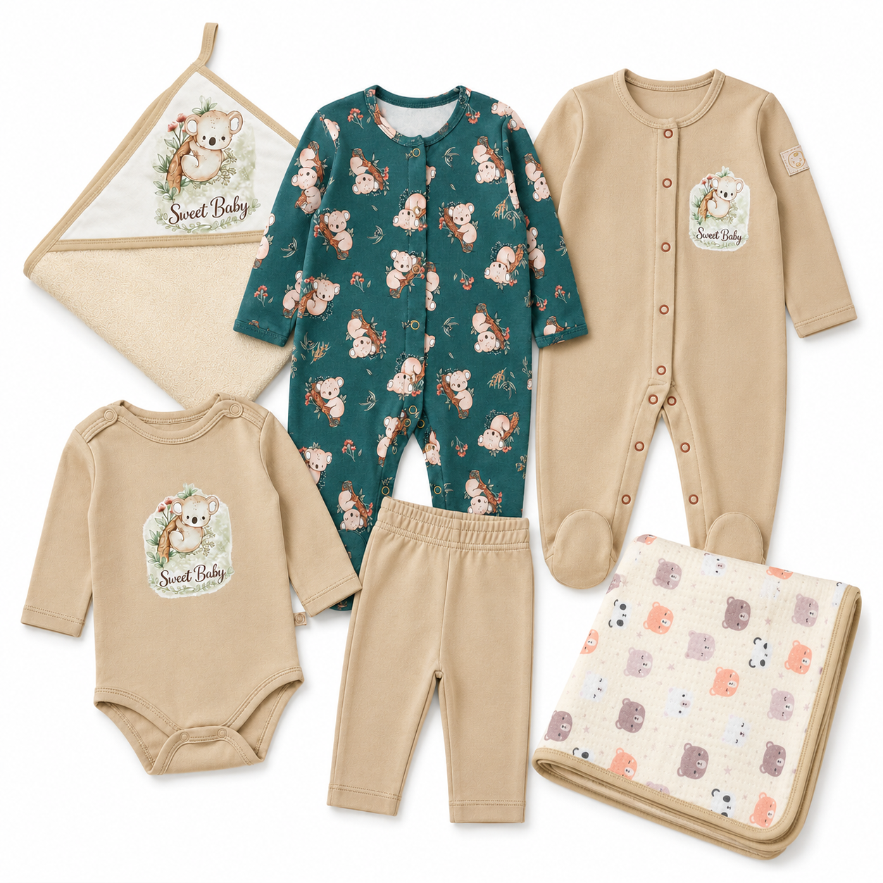 Coffret Naissance Bébé 100% Coton – Pack Complet avec Couverture, Serviette & Vêtements + 3 Cadeaux