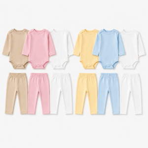 Pack de 3 Pièces Bébé 100% Coton – Bodies ou Pantalons au Choix | 0 à 12 Mois