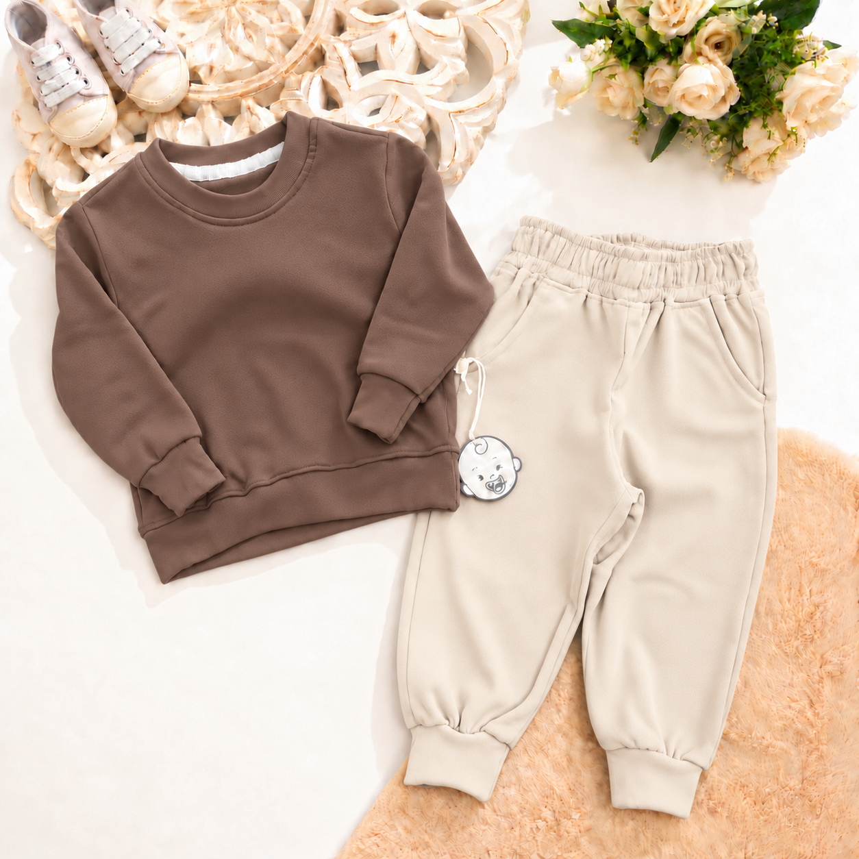 Pack 3 Ensembles Bébé en Cachemire – Sweat & Pantalon - 6 pièces - Image 3