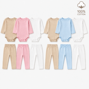 Pack de 3 Pièces Bébé 100% Coton - Bodies ou Pantalons au Choix | 0 à 12 Mois