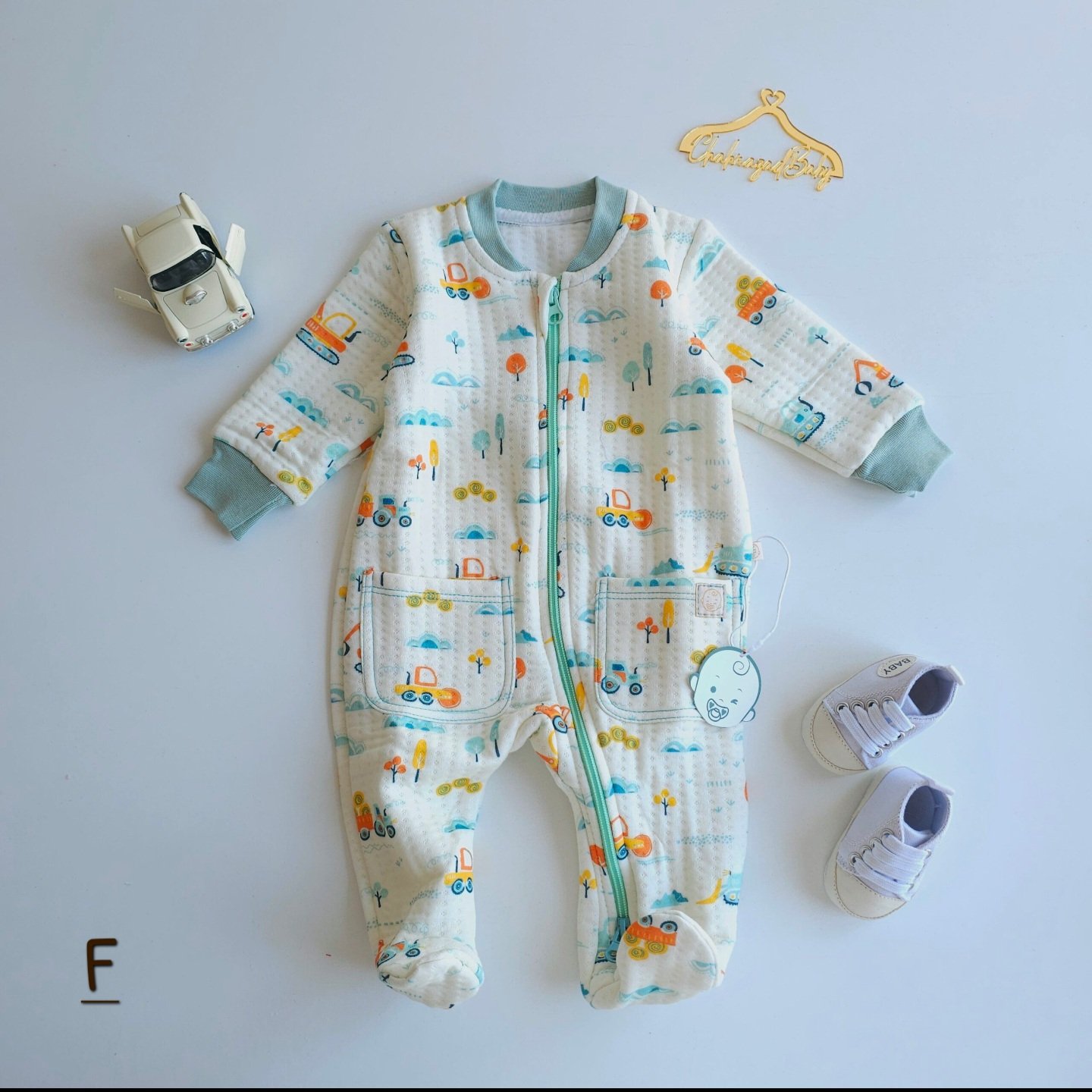 Pyjama Grenouillère Bébé 100% Coton Double gaz |Matelassé | 0-9 Mois - Image 12