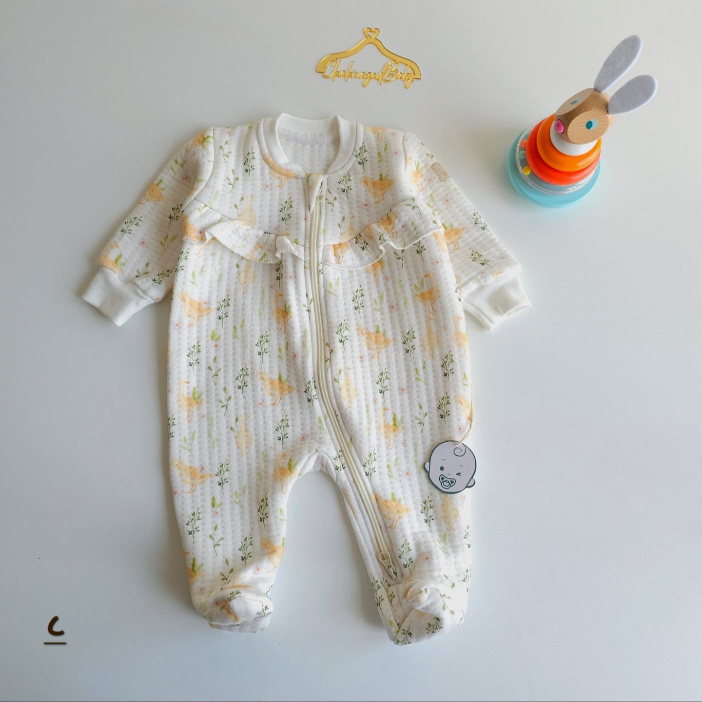 Pyjama Grenouillère Bébé 100% Coton Double gaz |Matelassé | 0-9 Mois - Image 9