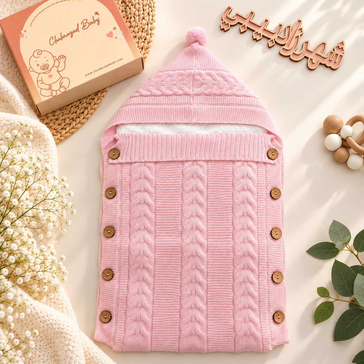 Nid d’Ange Bébé en Tricot à Capuche – Doux et Chaud - Image 3