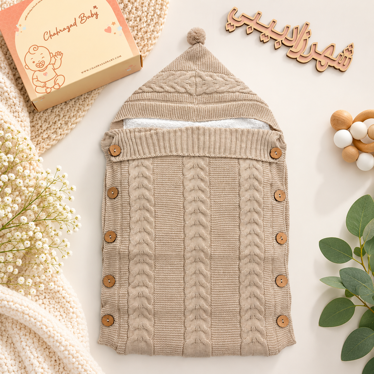 Nid d’Ange Bébé en Tricot à Capuche – Doux et Chaud - Image 4